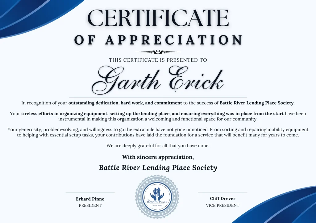 certificate of appreciation garth erick certificate of appreciation garth erick